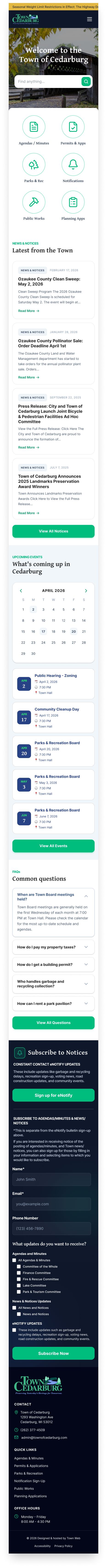 Town of Cedarburg, Wisconsin mobile design